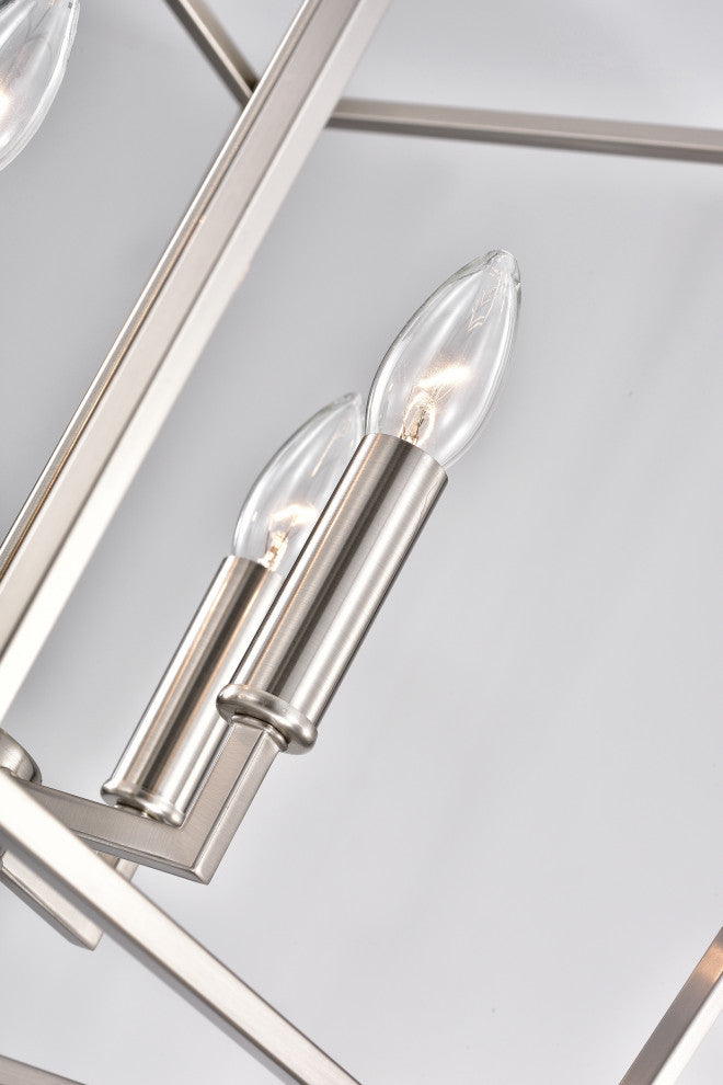 4-Light Brushed Nickel Lantern Pendant Chandelier 16in.