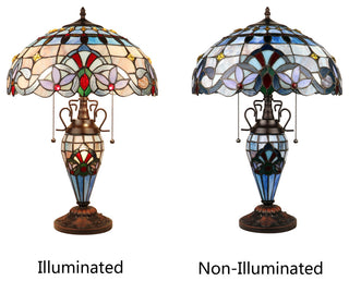 Grenville Victorian-Style 3 Light Double Lit Table Lamp 16" Wide