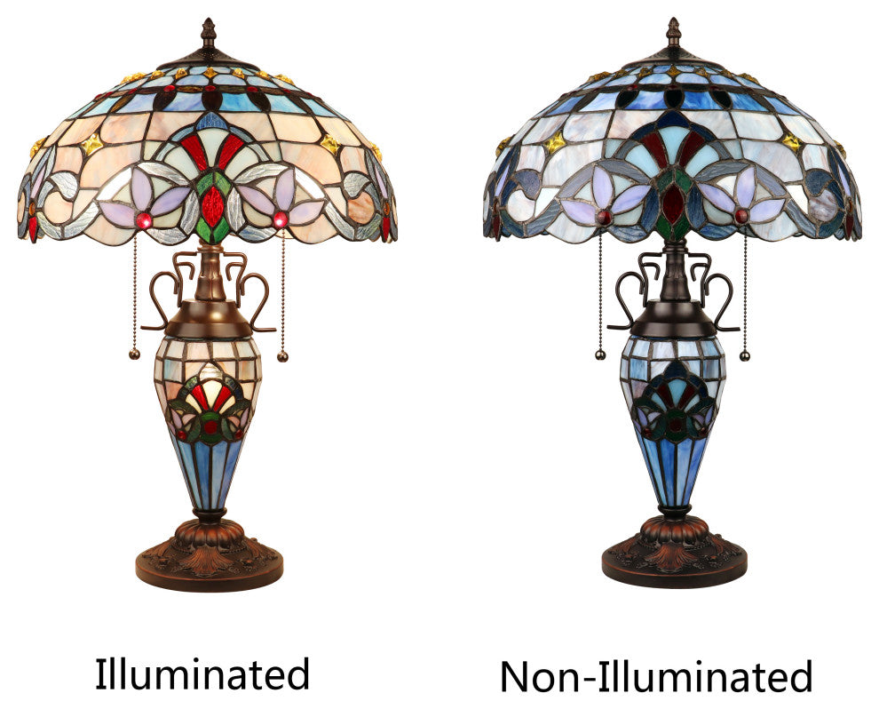 Grenville Victorian-Style 3 Light Double Lit Table Lamp 16" Wide