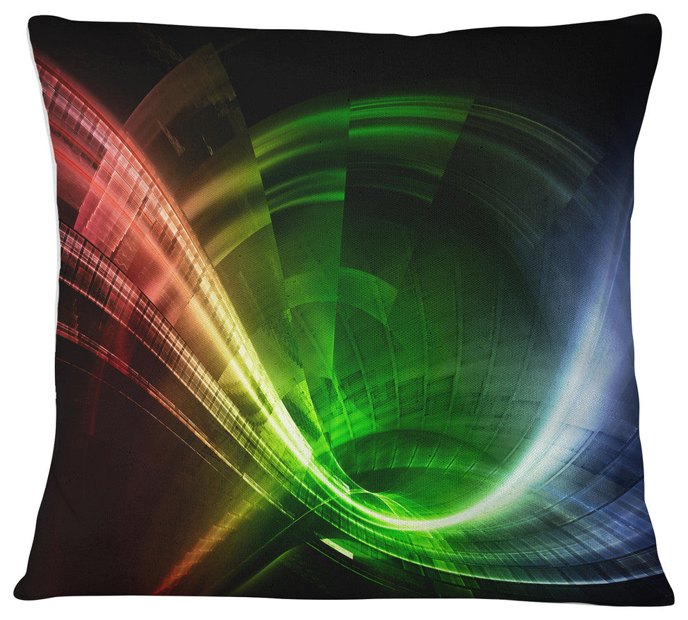Fractal 3D Colorful Tunnel Contemporary Throw Pillow, 18"x18"
