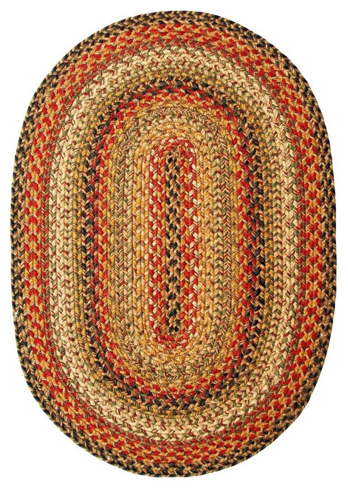 Homespice Decor Kingston Country Primitive Jute Braided Rug, Beige, Red, Black,