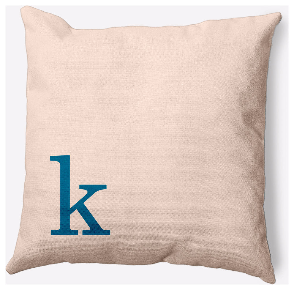 20" x 20" Modern Monogram Indoor/Outdoor Polyester Throw Pillow, Autumn Blue