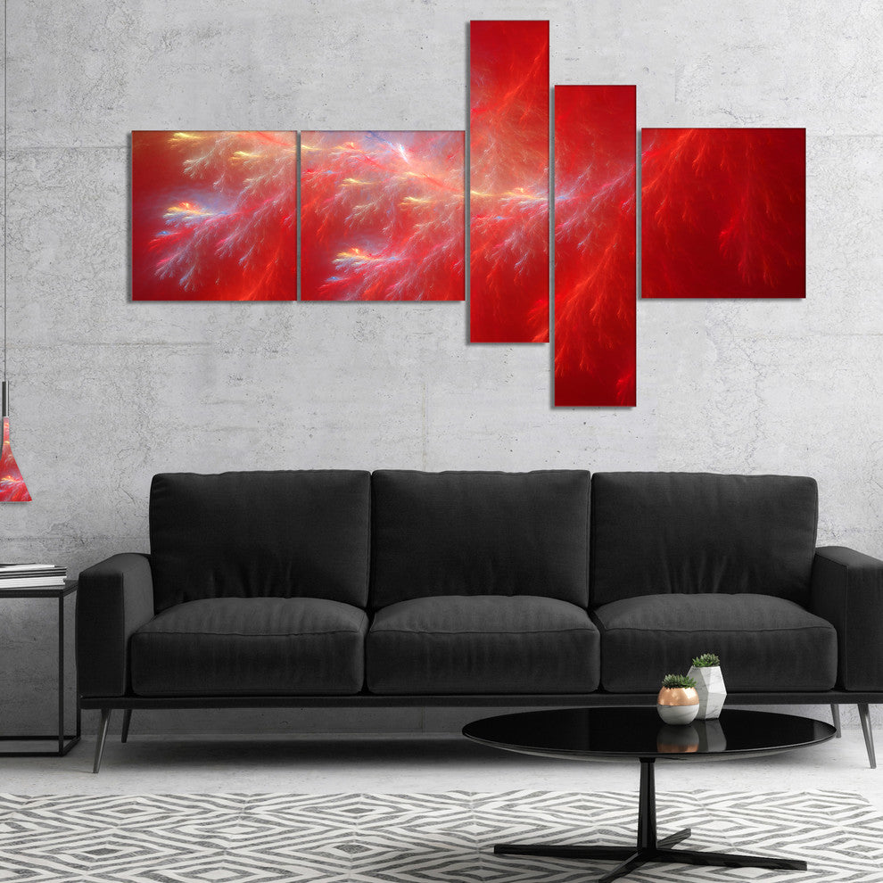 Mystic Red Thunder Sky, Abstract Canvas Art Print, 60"x32", 5 panels