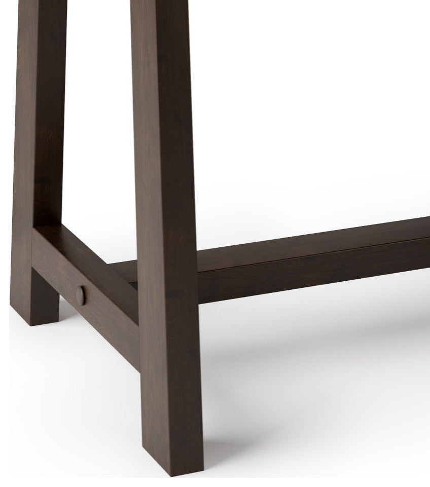 Sawhorse Solid Wood 24" Bedside Nightstand Table, Dark Chestnut Brown
