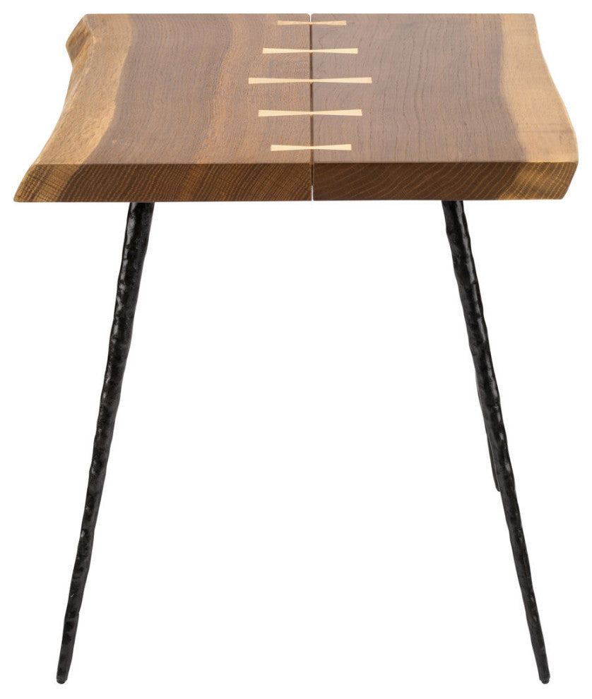 Nexa Side Table With Black Cast Iron Legs, Smoked Oak