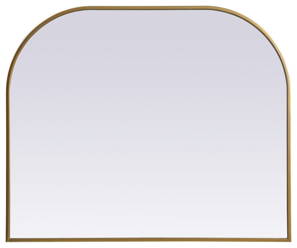 Metal Frame Arch Mirror 36X30 Inch, Brass