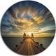 Wooden Bridge Under Dramatic Sky, Seascape Disc Metal Wall Art, 36"