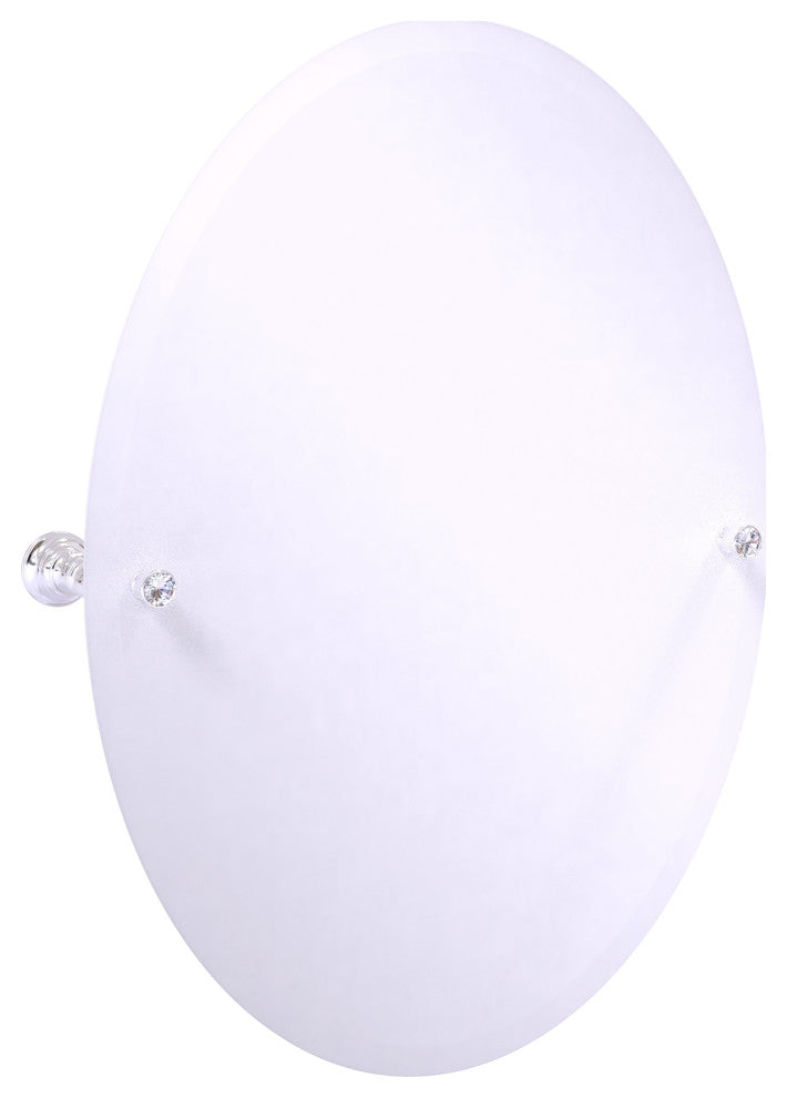 Carolina Crystal Frameless Oval Tilt Mirror with Beveled Edge, Polished Chrome