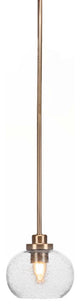 Odyssey 1 Light Mini Pendant In New Age Brass Finish With 7" Clear Bubble Glass