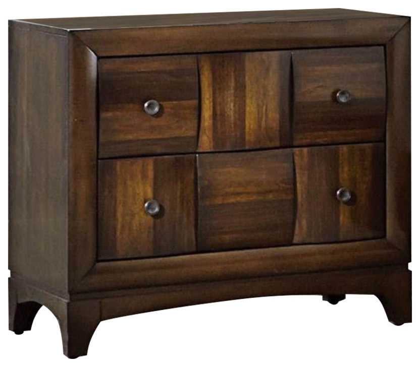 Wooden Night Stand In Walnut Brown