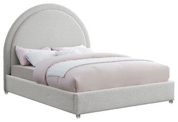 Milo Velvet Upholstered Bed, Cream, Full