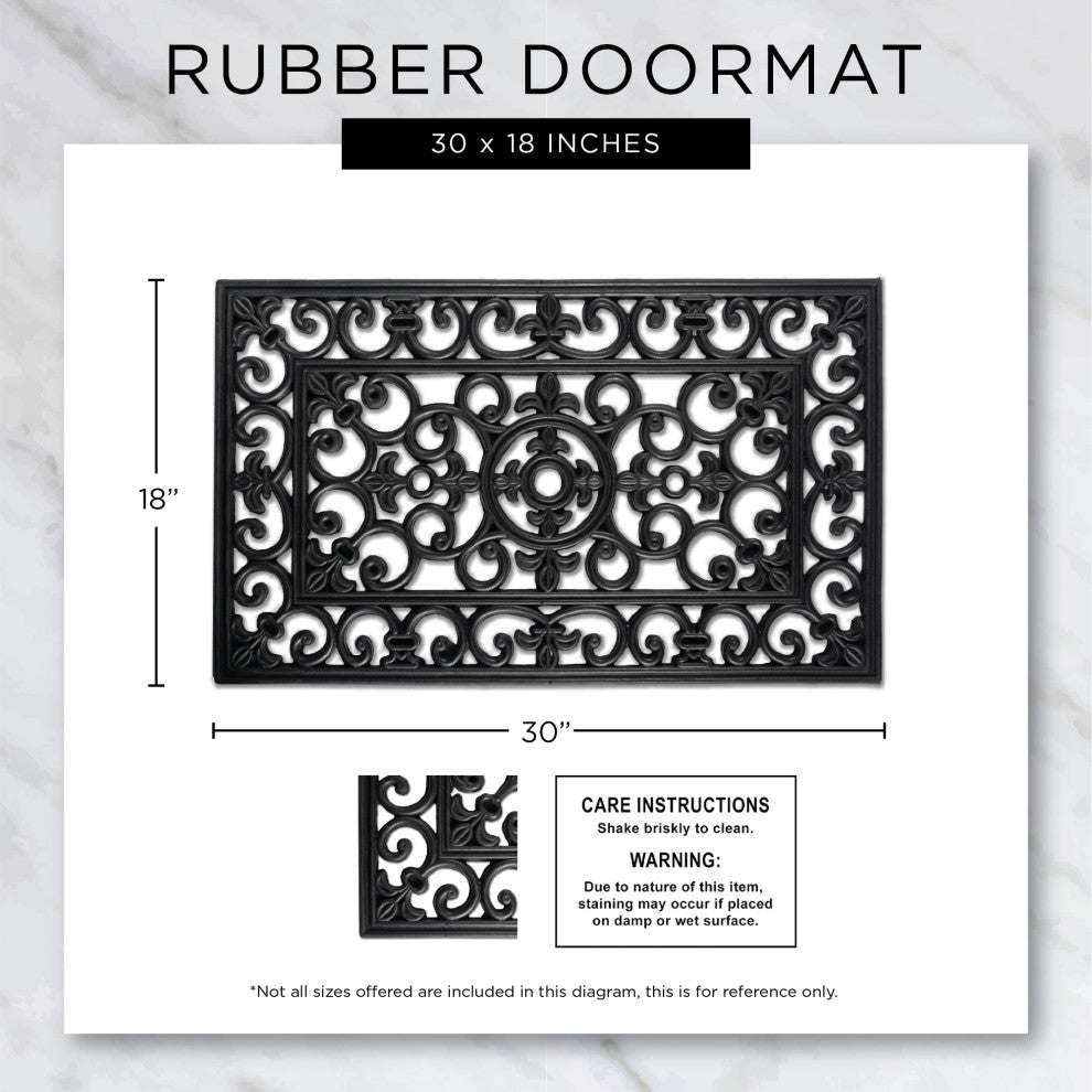 DII Heart Scroll Half Moon Pin Rubber Doormat