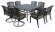 Stinson 9-Piece Aged Bronze Aluminum Square Dining Set With 8 Cushioned Chairs