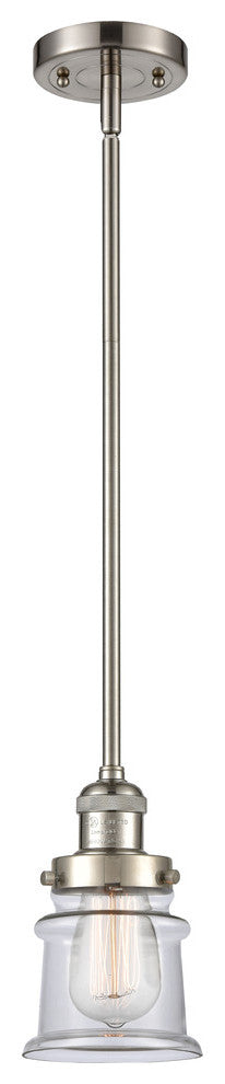 Small Canton 1-Light Mini Pendant, Brushed Satin Nickel, Clear