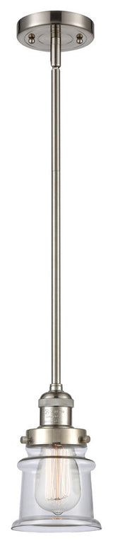 Small Canton 1-Light Mini Pendant, Brushed Satin Nickel, Clear