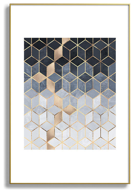 Elisabeth Fredriksson Soft Blue Gradient Cubes 2 Metal Framed Art Print