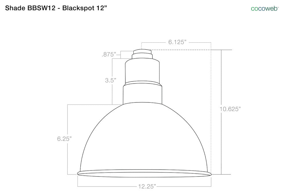 Blackspot LED Pendant Barn Light, Mahogany Downrod, Black, 12"