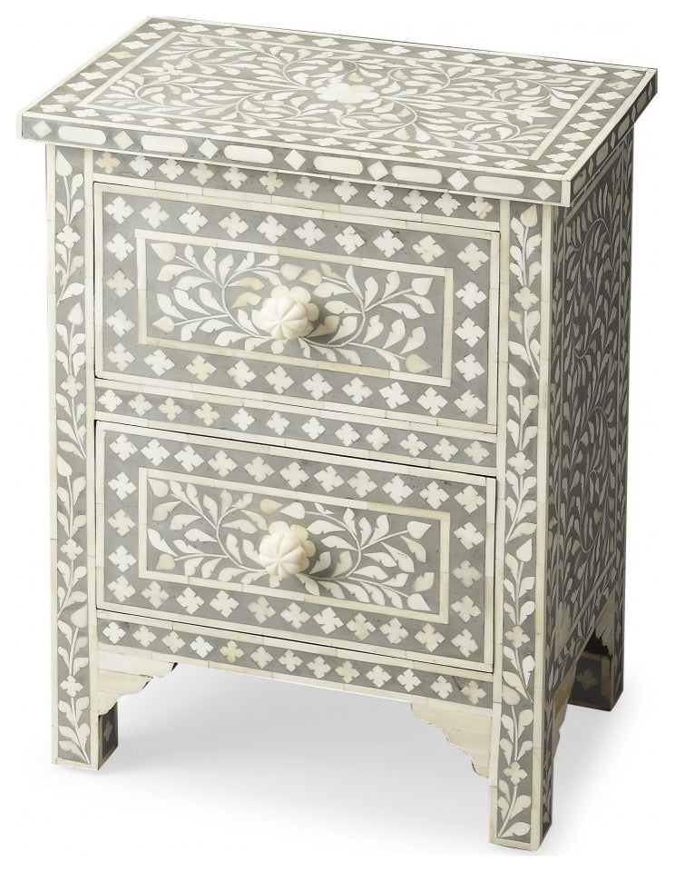 Vivienne Grey Bone Inlay Accent Chest