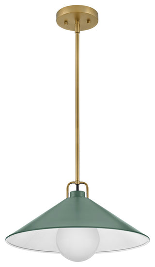 Lark Milo 16" Pendant Light, Lacquered Brass + Sage Green shade