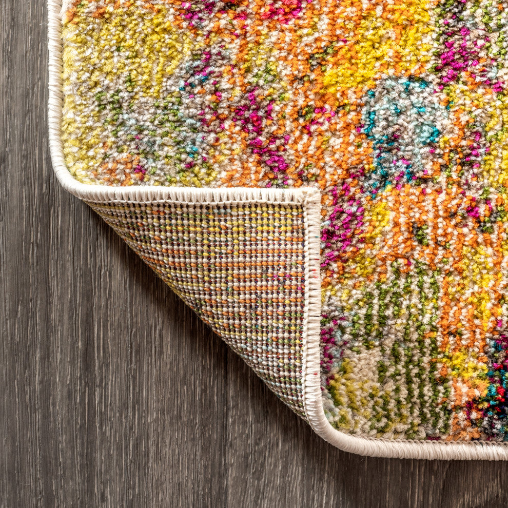 Contemporary POP Modern Abstract Area Rug, Multi/Yellow, 8 X 10