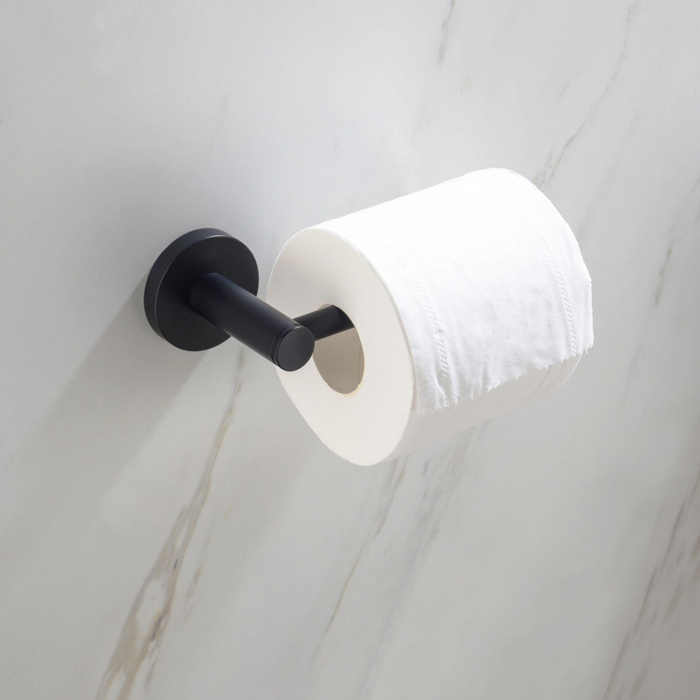 Circular 4-Piece Bathroom Hardware Set, Matte Black