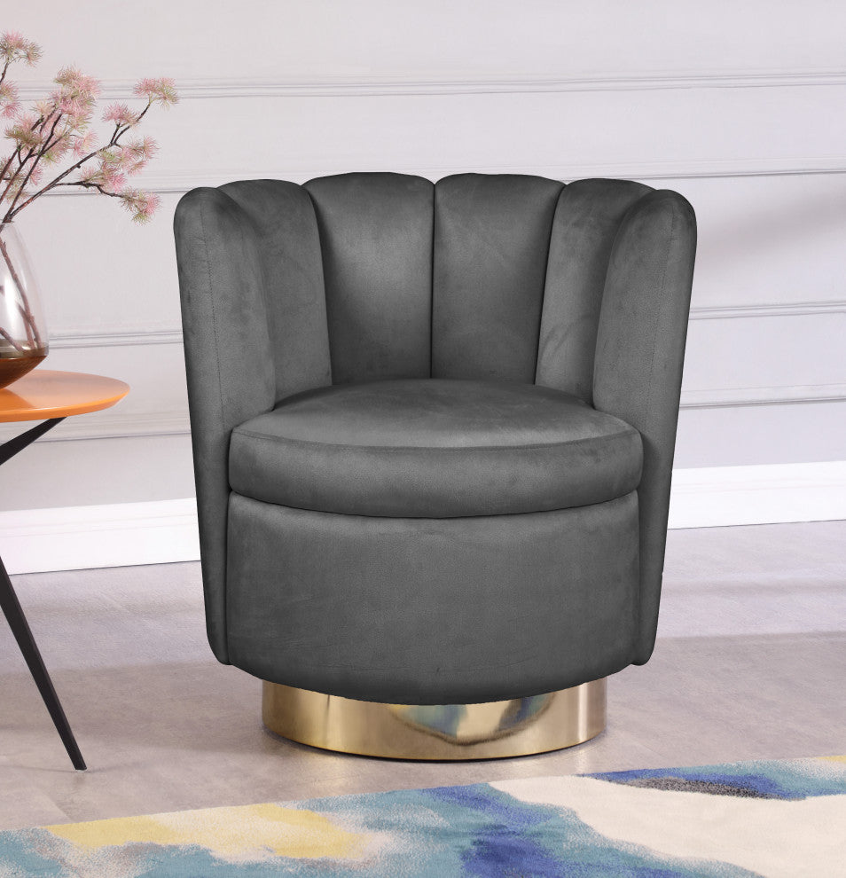 Lily Velvet Upholstered Accent Chair, Gray