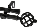 Twist Double Curtain Rod, Black, 28"-48"