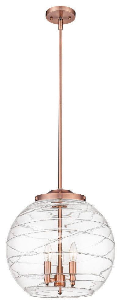 Deco Swirl Pendant, Antique Copper, Clear Deco Swirl, Clear Deco Swirl
