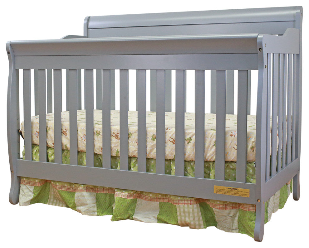 Baby Mile Eve 4-in-1 Convertible Crib With Guardrail, Gray