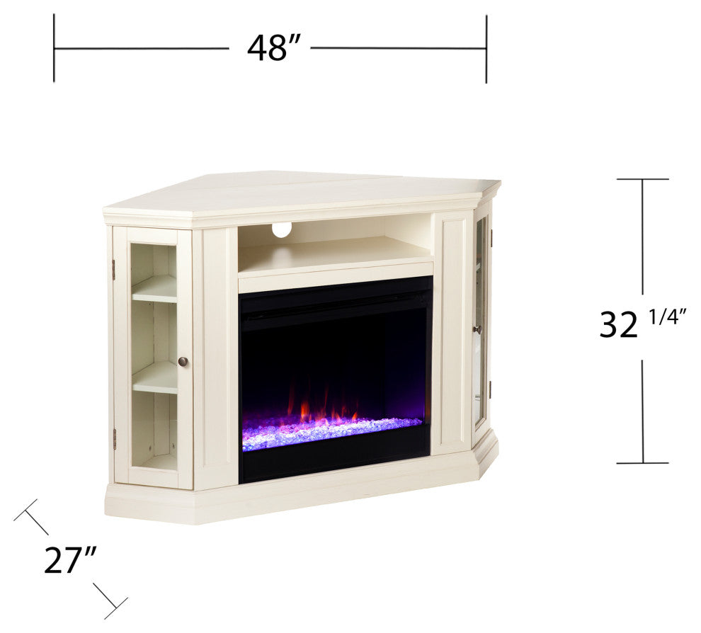 Charleston Color Changing Convertible Fireplace, Ivory