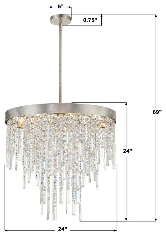 Crystorama Lighting Group WIN-216-CL-MWP Winfield 6 Light 24"W - Antique Silver