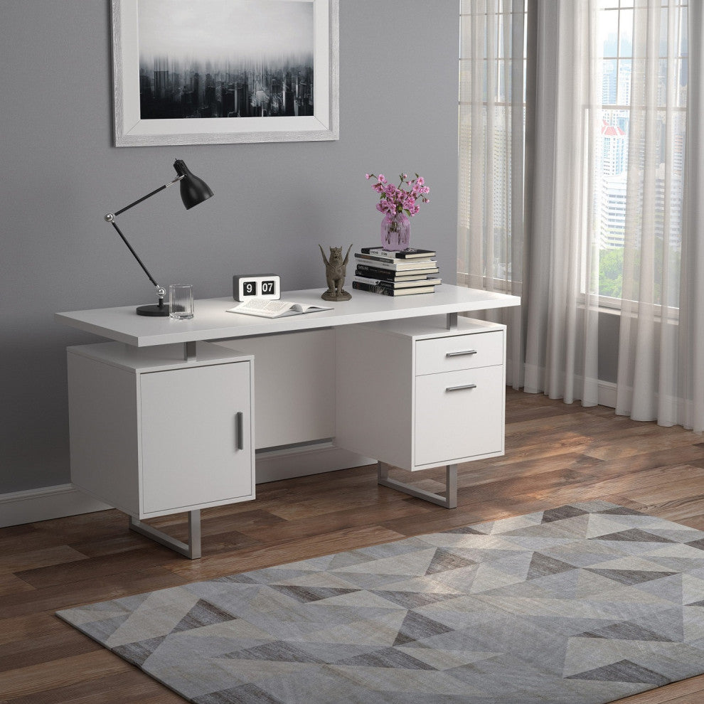 Adjustable Office Desk Gloss is White