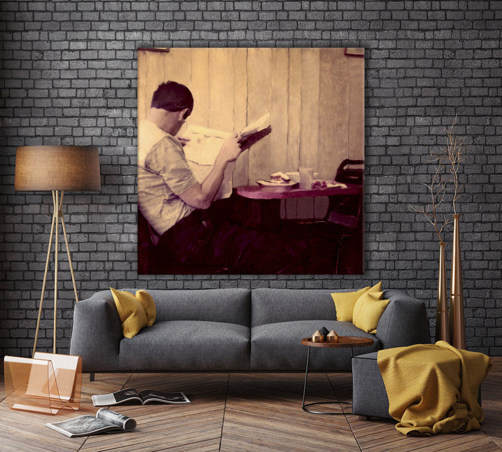 "Reading Man" Fine Art Giant Canvas Print, 54"x54"