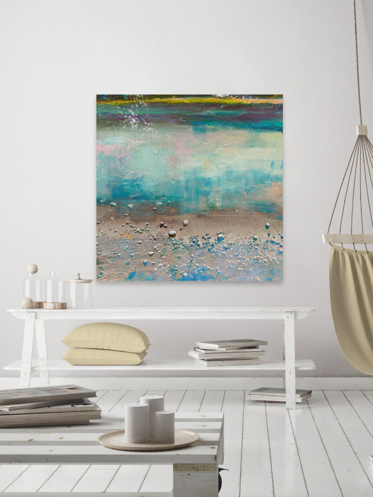 "Sand Pebbles" Painting Print on Wrapped Canvas, 48"x48"