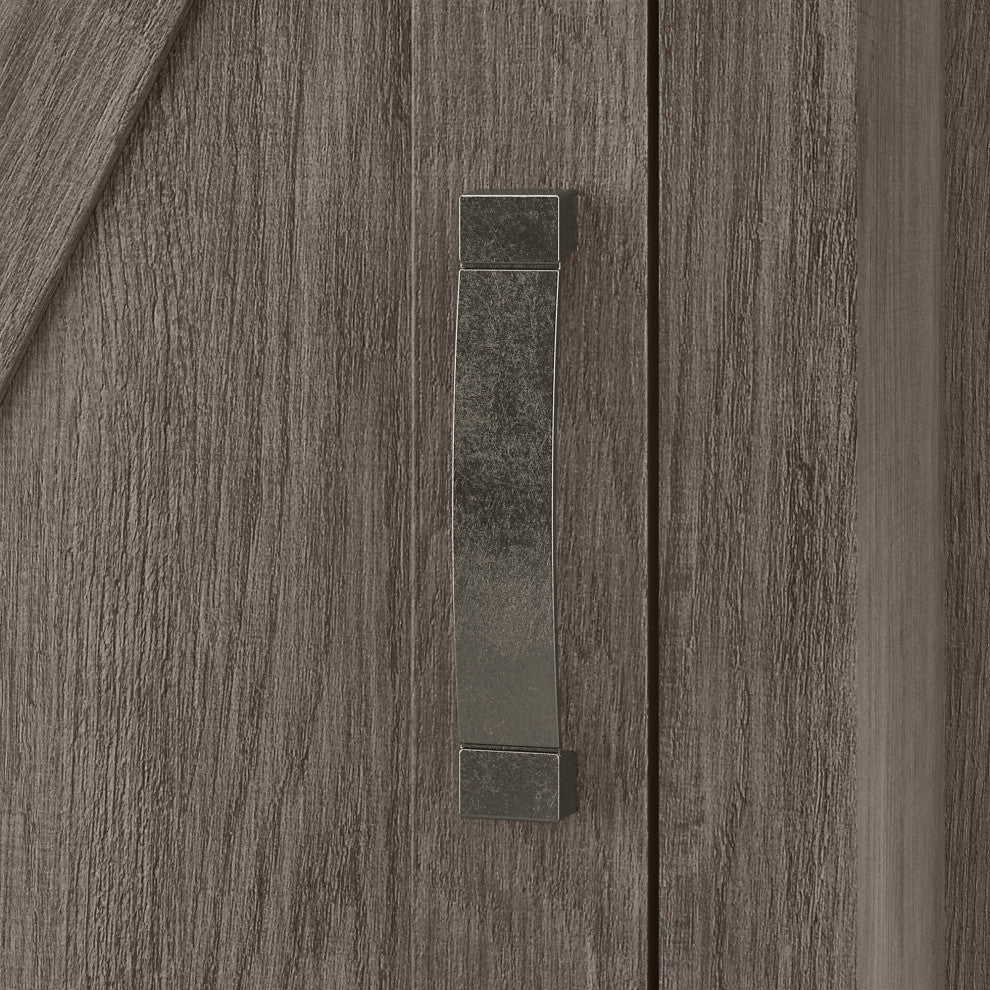 kathy ireland Home Cottage Grove Narrow Bookcase With Door, Restored Gray