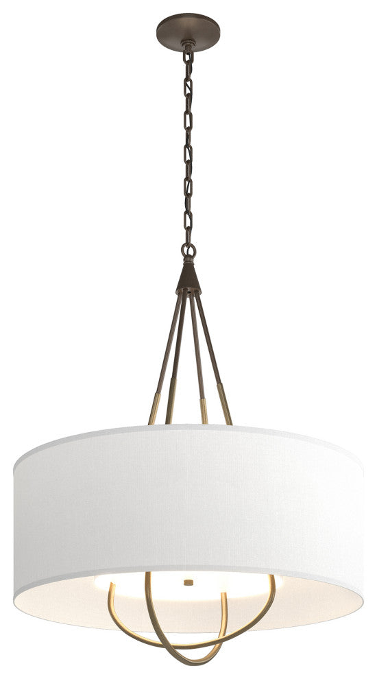 Loop Pendant, Bronze Finish, Soft Gold Accents, Natural Anna Shade