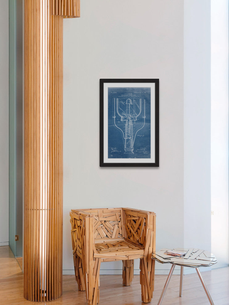 "Street Light 1904 Blueprint" Framed Painting Print