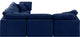 Indulge Upholstered Modular L-Shaped Sectional, Navy, 5-Piece: 2 Armless Chair, 3 Corner Chair, Down Stuffed Velvet