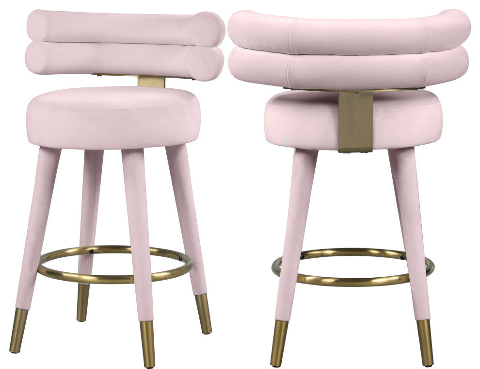 Fitzroy Velvet Upholstered Counter Height Stool (Set of 2)