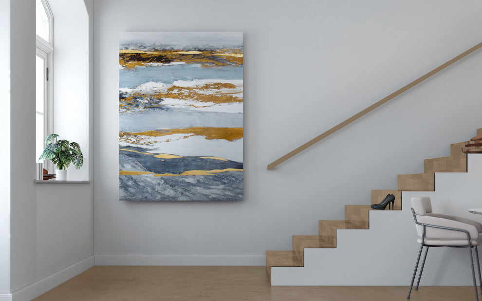 Shimmering Light Hand Painted Canvas, 55" X 2" X 75"