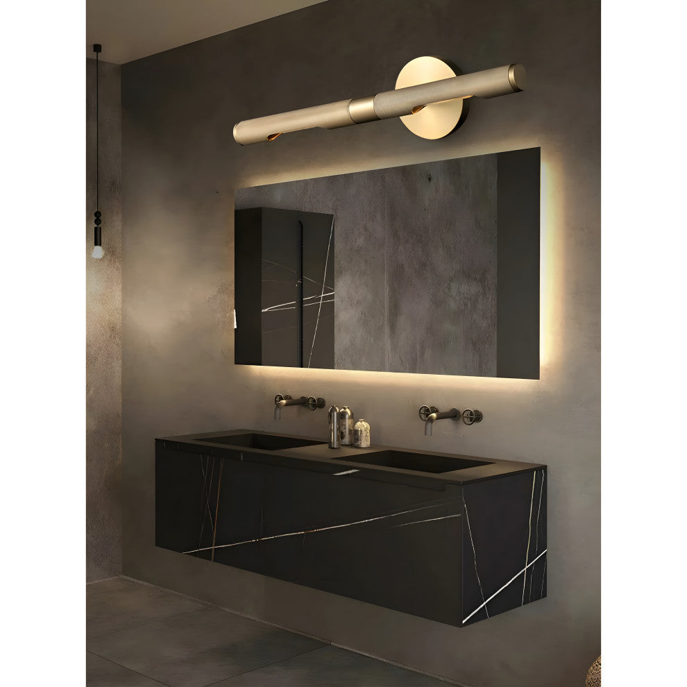 Modern Wall Lamp in the Futuristic Style for Bathroom, Bedroom, Golden, Warm Light