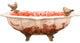 Platter with bronze birds accent- red and white