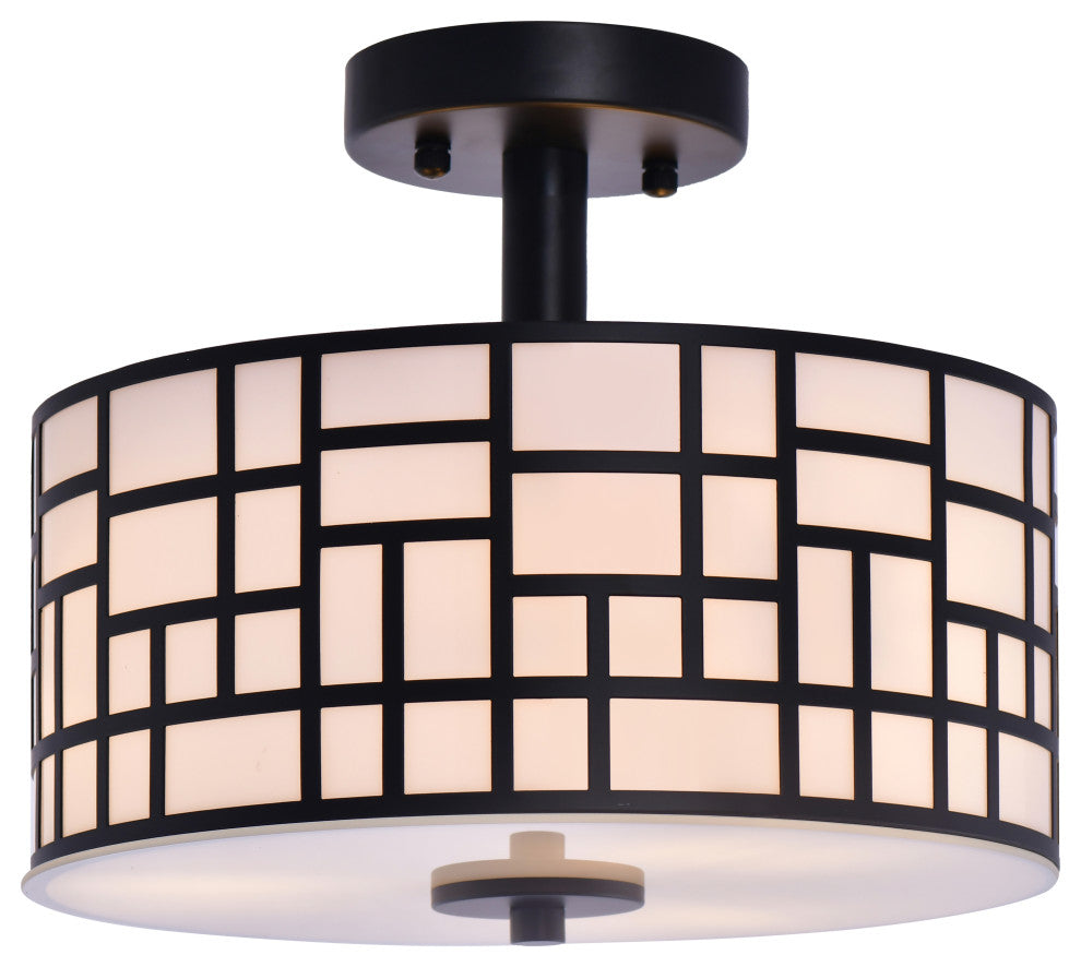 Lazzur Moselle 3 Light 12" Matte Black Semi-Flush Mount Ceiling Light
