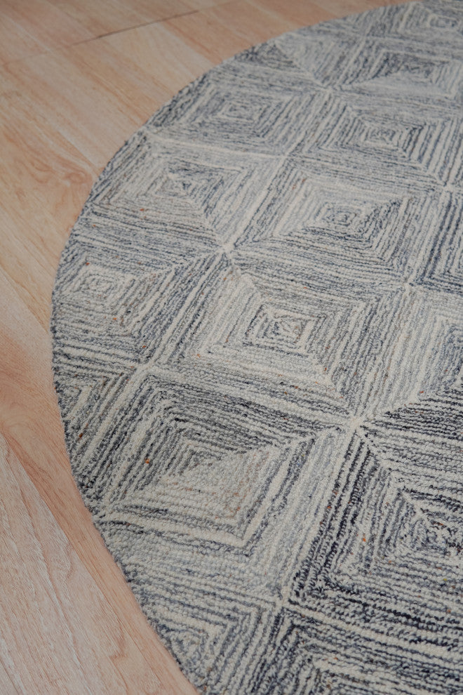 Hand-Tufted Wool Multi Gray Transitional Geometric Modern Tufted Rug, 6'x6'