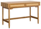 Modern Desk, Rubberwood Legs With Storage Drawers & Cut Out Pulls, Light Honey