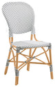 Isabell Outdoor Dining Side Chair, Almond Frame, White With Cappuccino Dots