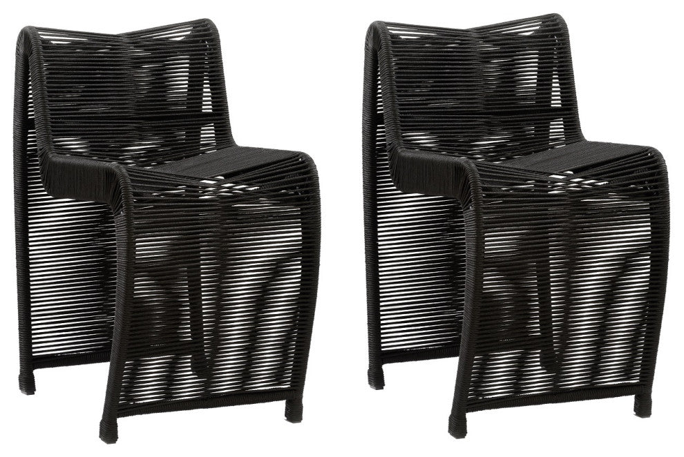 24" Lorenzo Rope Counter Stool, Set of 2, Black