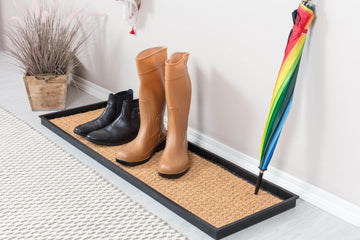 46.5"x14"x1.5" Natural/Recycled Rubber Boot Tray Tan Coir Insert