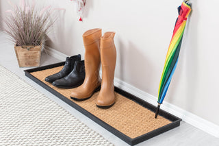 46.5"x14"x1.5" Natural/Recycled Rubber Boot Tray Tan Coir Insert