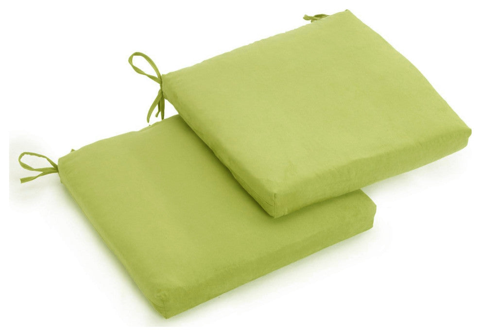 20"X19" Solid Microsuede Chair Cushions, Set of 2, Mojito Lime